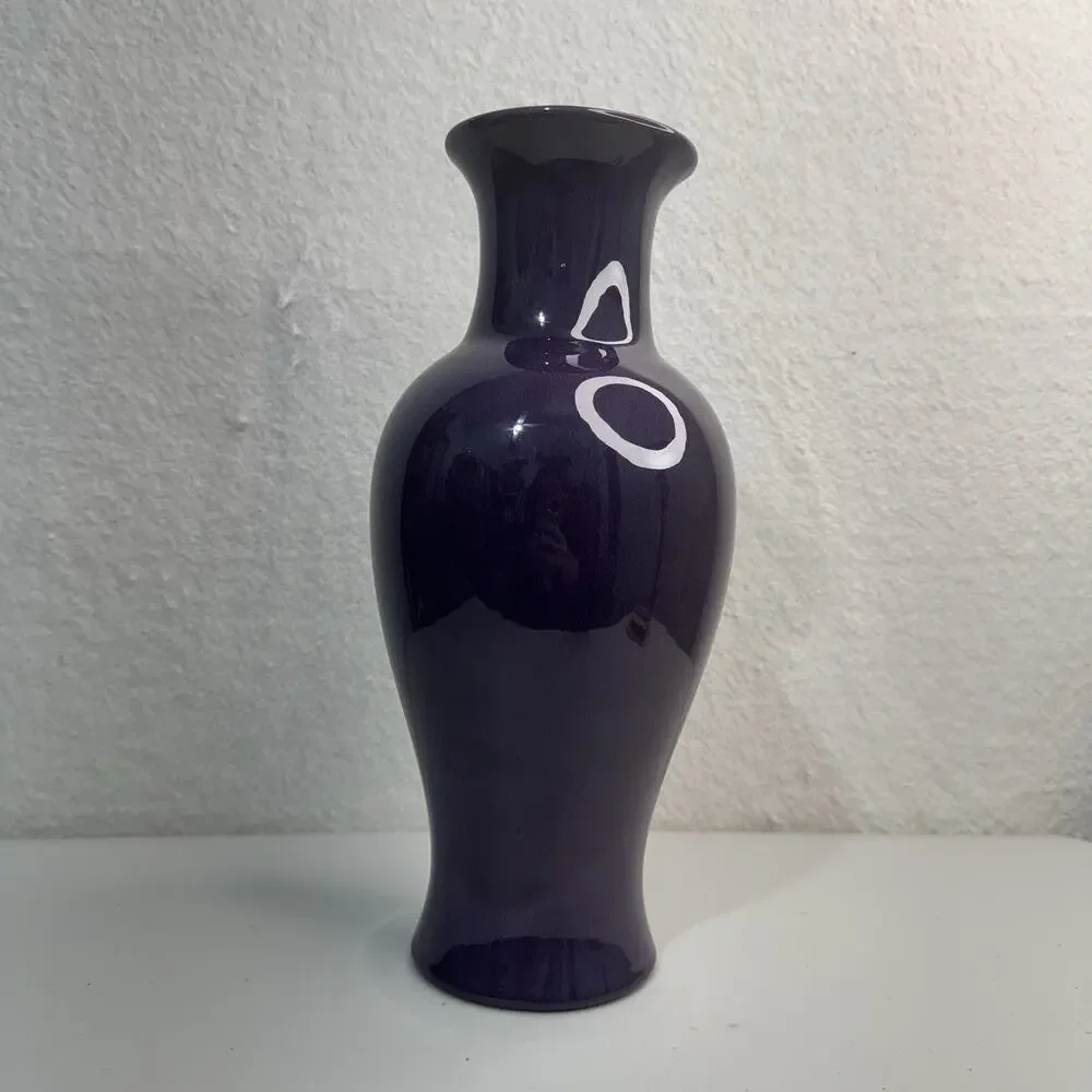 VTG Royal Haegar USA Deep Purple Eggplant Aubergine Glaze Vase Baluster 13” Tall